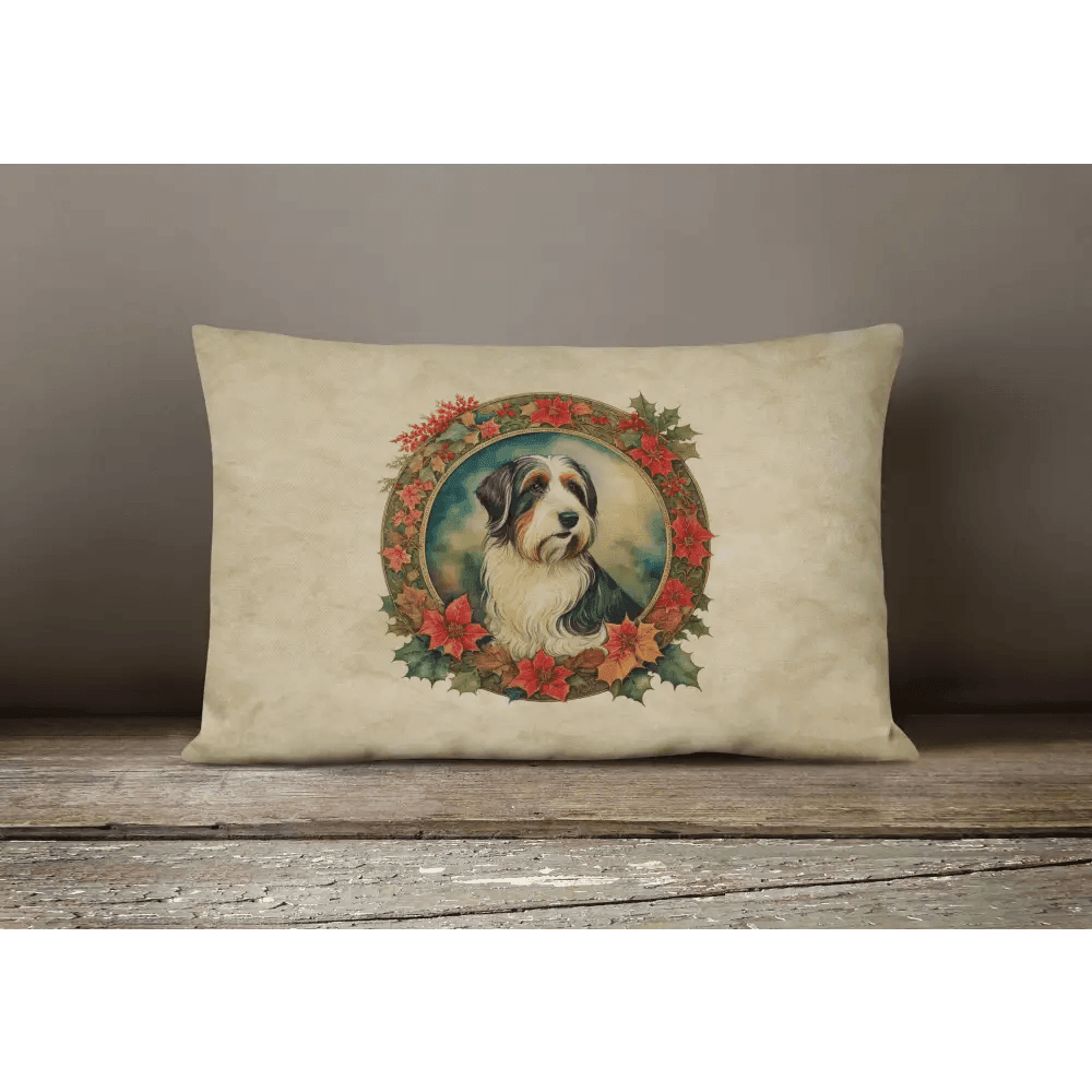 Christmas Flowers Frame Throw Pillow for Cozy Decor - Estalios