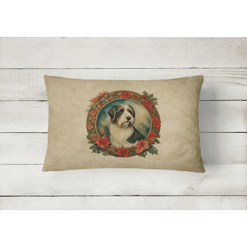Christmas Flowers Frame Throw Pillow for Cozy Decor - Estalios
