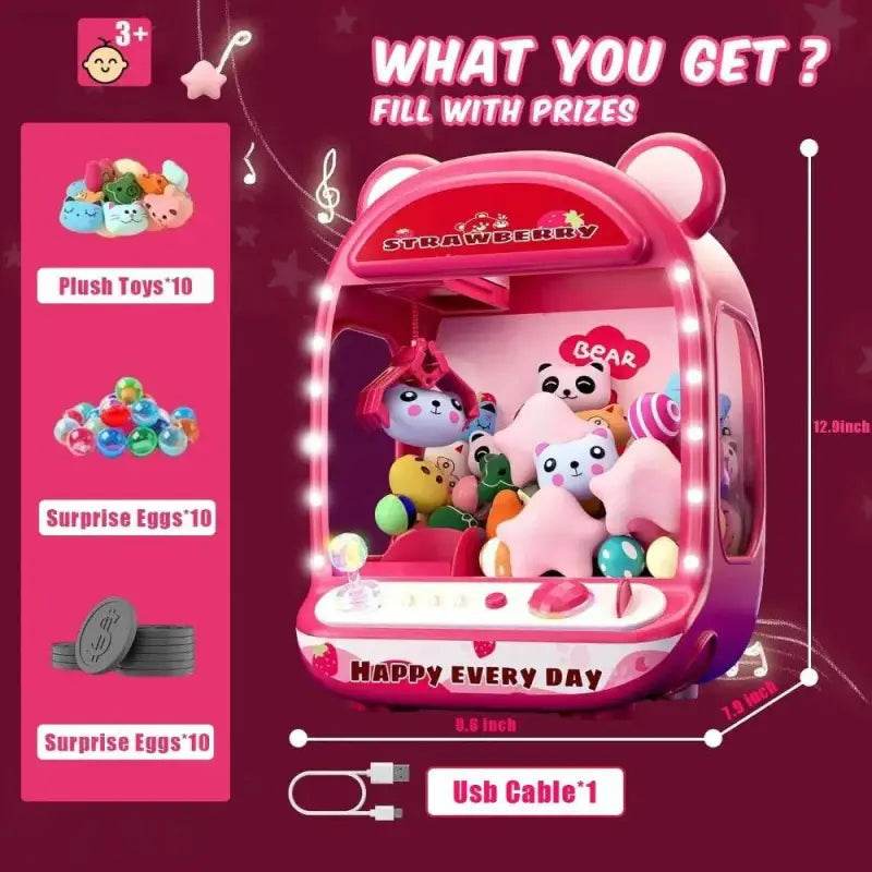Strawberry Claw Game Machine: Music Fun Awaits! Get Ready for Endless Fun with the Pink Strawberry Claw Game Machine! this Adorable Claw Machine Toy Comes - Estalios