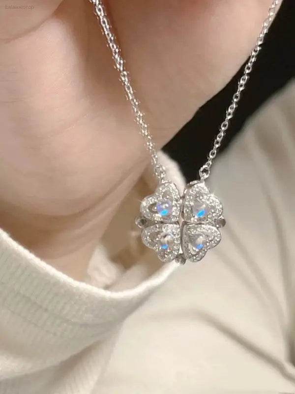 Clover 999 Sterling Silver Necklace for Women Heart Design - Estalios