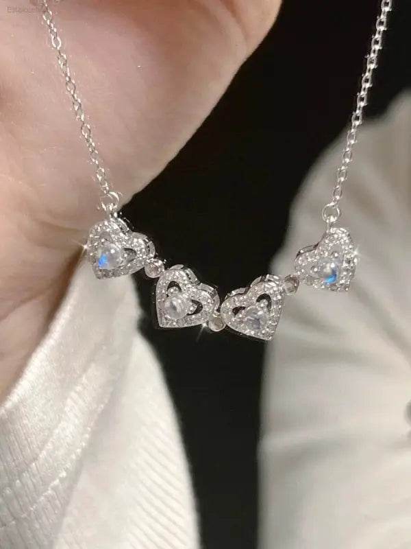 Clover 999 Sterling Silver Necklace for Women Heart Design - Estalios