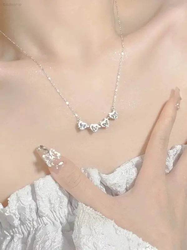 Clover 999 Sterling Silver Necklace for Women Heart Design - Estalios