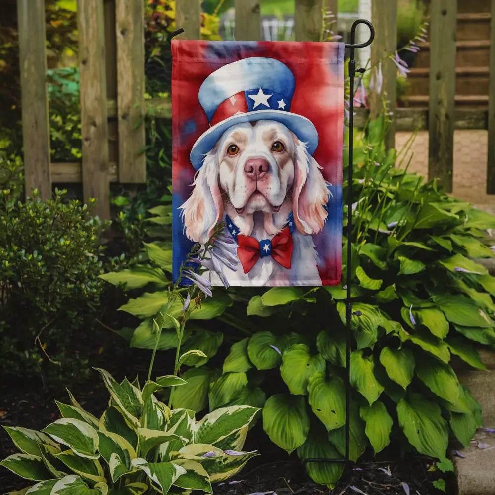 Clumber Spaniel Patriotic Garden Flag for Outdoor Decor - Estalios