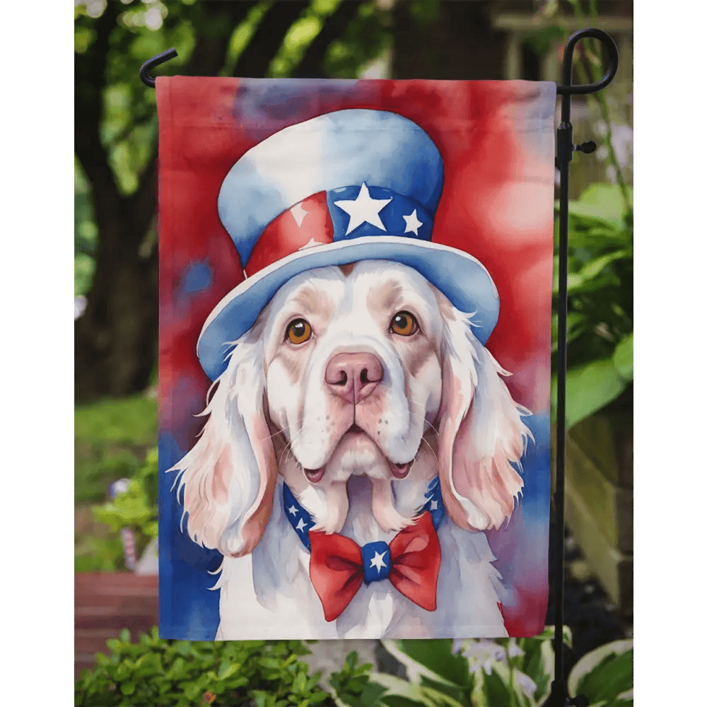 Clumber Spaniel Patriotic Garden Flag for Outdoor Decor - Estalios