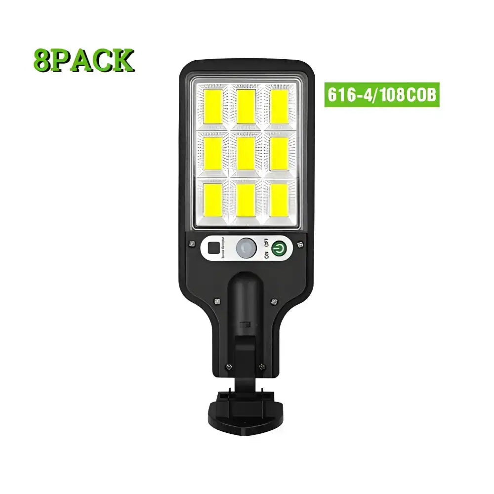 Black Solar-Powered COB Sensor Street Light for various light modes outdoor waterproof