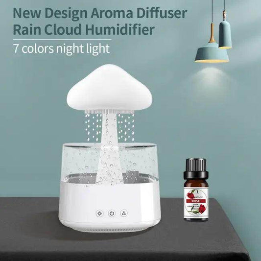 Color-Changing Mushroom Rain Humidifier and Aroma Diffuser for Relaxation - Estalios
