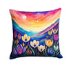 Colorful Crocus Throw Pillow Machine Washable for Indoor Outdoor Use - Estalios