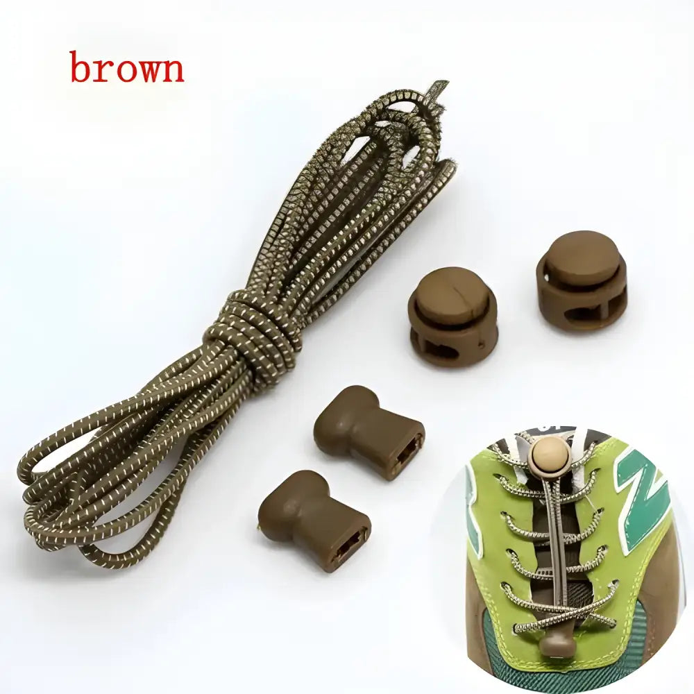 Brown elastic shoelaces round with toggles in Colorful Elastic Shoelaces & Mesh Water Shoes