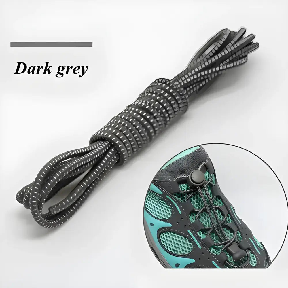 Dark grey elastic shoelaces round locking for Colorful Elastic Shoelaces & Mesh Water Shoes