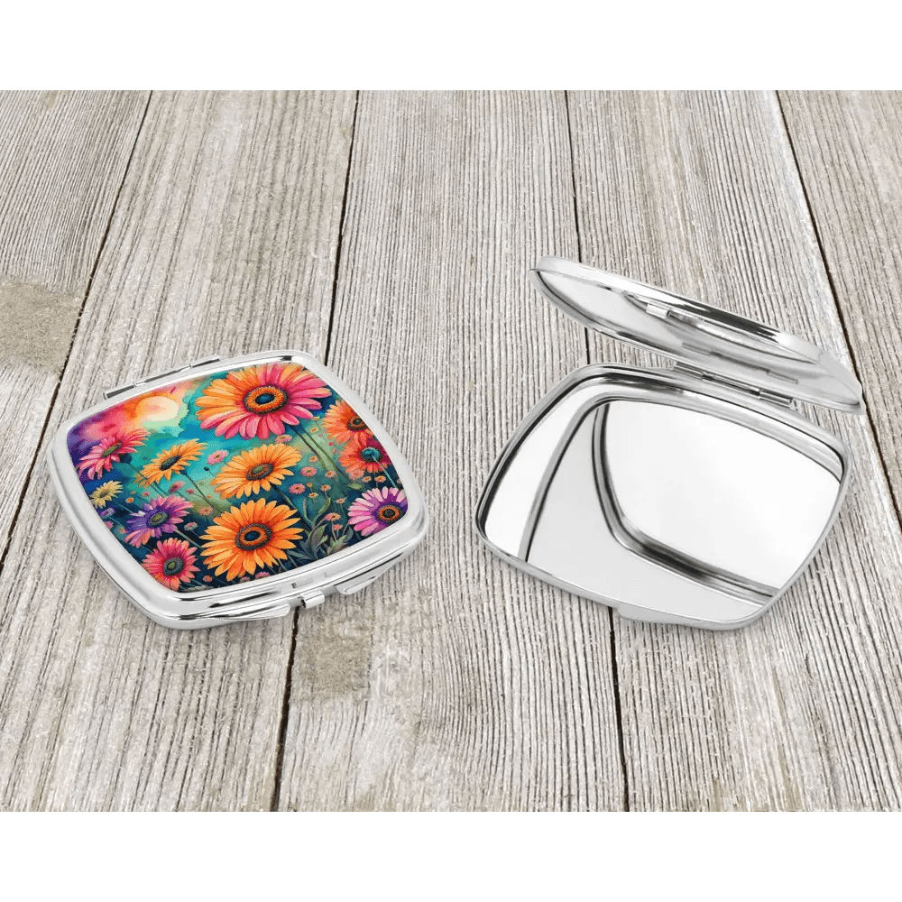 Colorful Gerbera Daisies Compact Mirror for Stylish Touch-Ups - Estalios