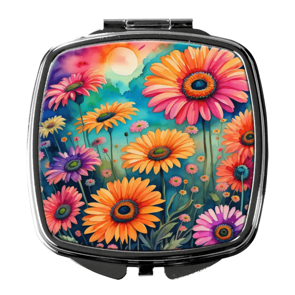 Colorful Gerbera Daisies Compact Mirror for Stylish Touch-Ups - Estalios