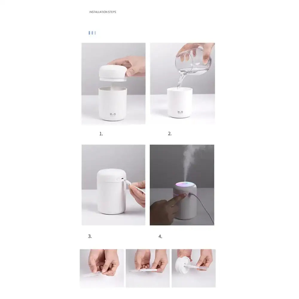 Step-by-step guide for installing the Colorful Portable Air Humidifier Trio