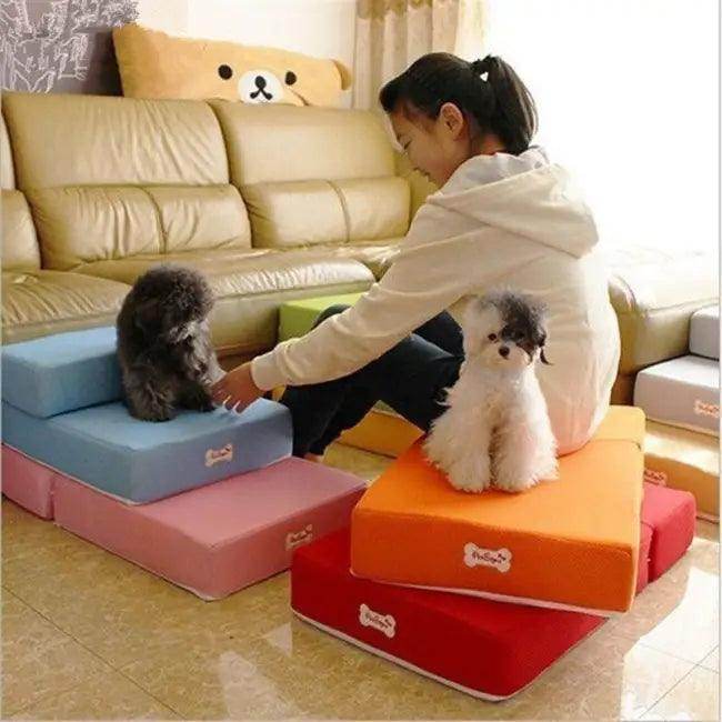 Bright and Bold Two-Step Pet Stairs for Easy Access - Estalios