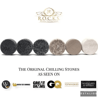 Colorful Whiskey Chilling Stones and Ornate Glass Set - Estalios