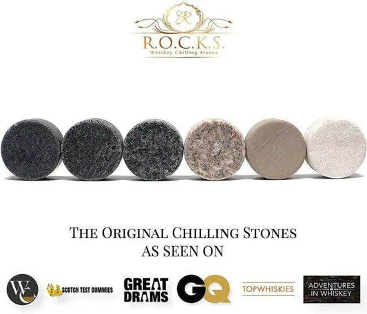 Colorful Whiskey Chilling Stones and Ornate Glass Set - Estalios