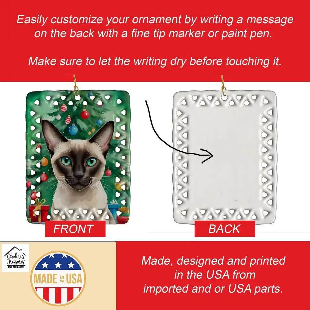 Colorpoint Shorthair Cat Christmas Ornament for Personalization - Estalios