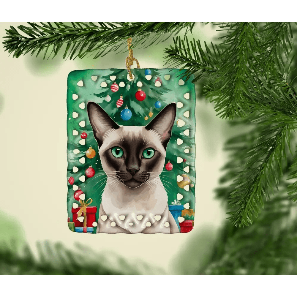 Colorpoint Shorthair Cat Christmas Ornament for Personalization - Estalios