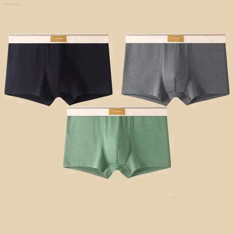 Comfortable 3Pcs Men's Cotton Boxer Shorts Underwear - Estalios
