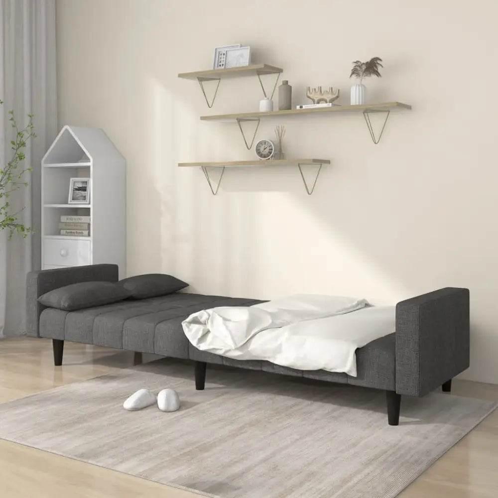 vidaXL Sofa Bed Dark gray Fabric (100% polyester), wood, plastic Large - Estalios