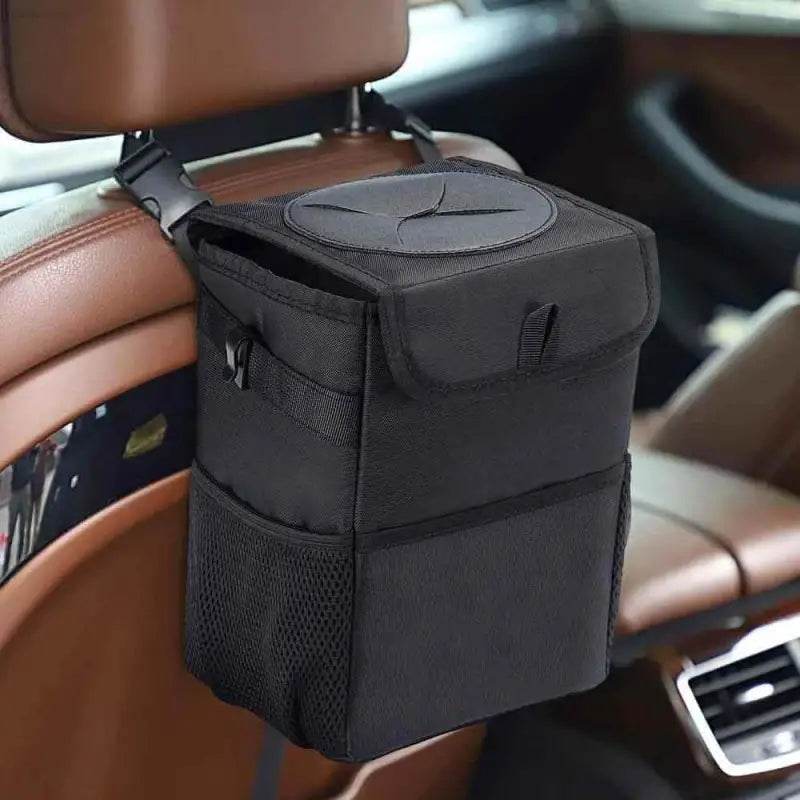 Conquer Car Clutter: Get your Waterproof Car Trash Bin Now! Hit the Road Without the Mess! this Amazing Black Car Trash can Keeps your Vehicle Spotless - Estalios