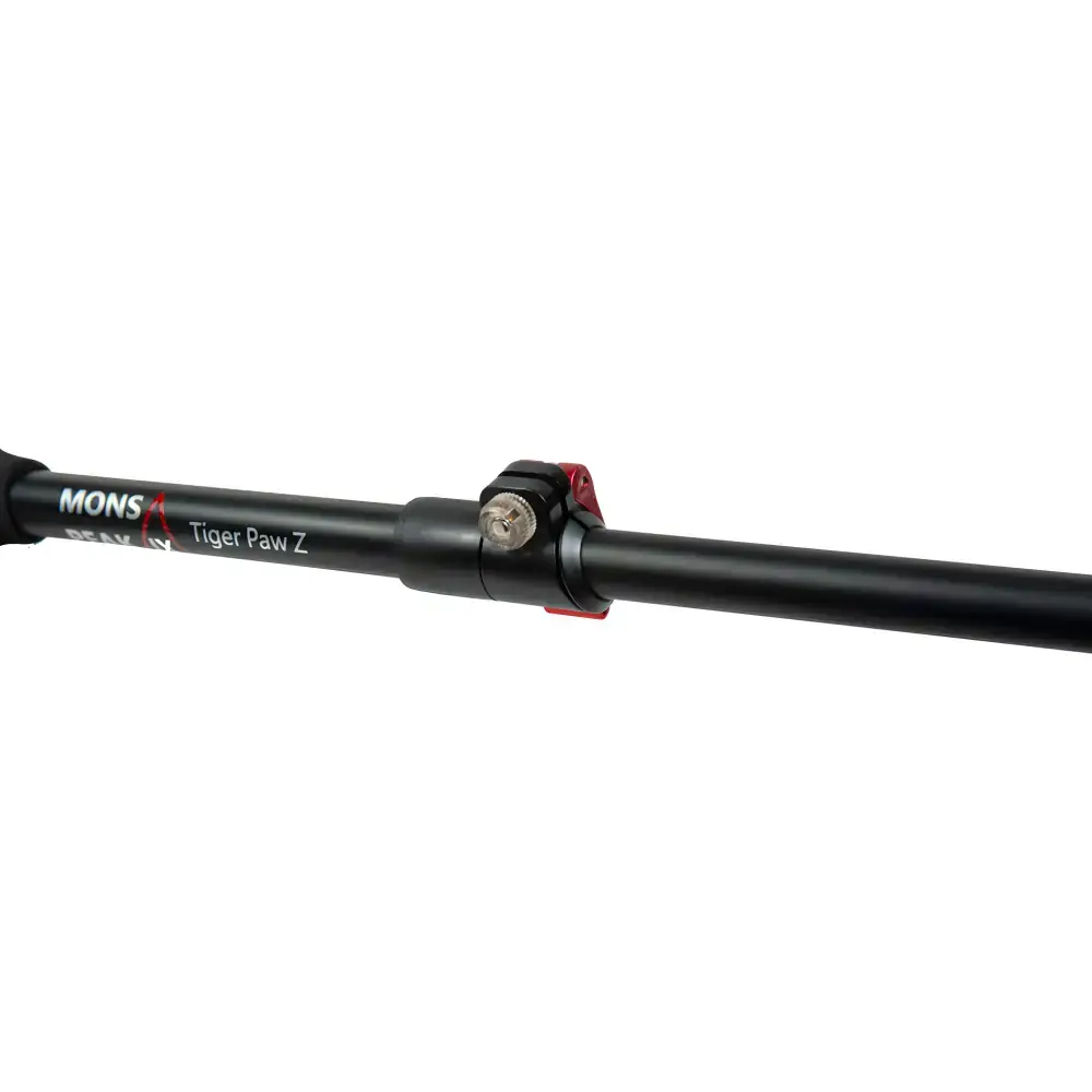 Black trekking pole with red accents for conquering Mons Peak using Peak IX Tiger poles