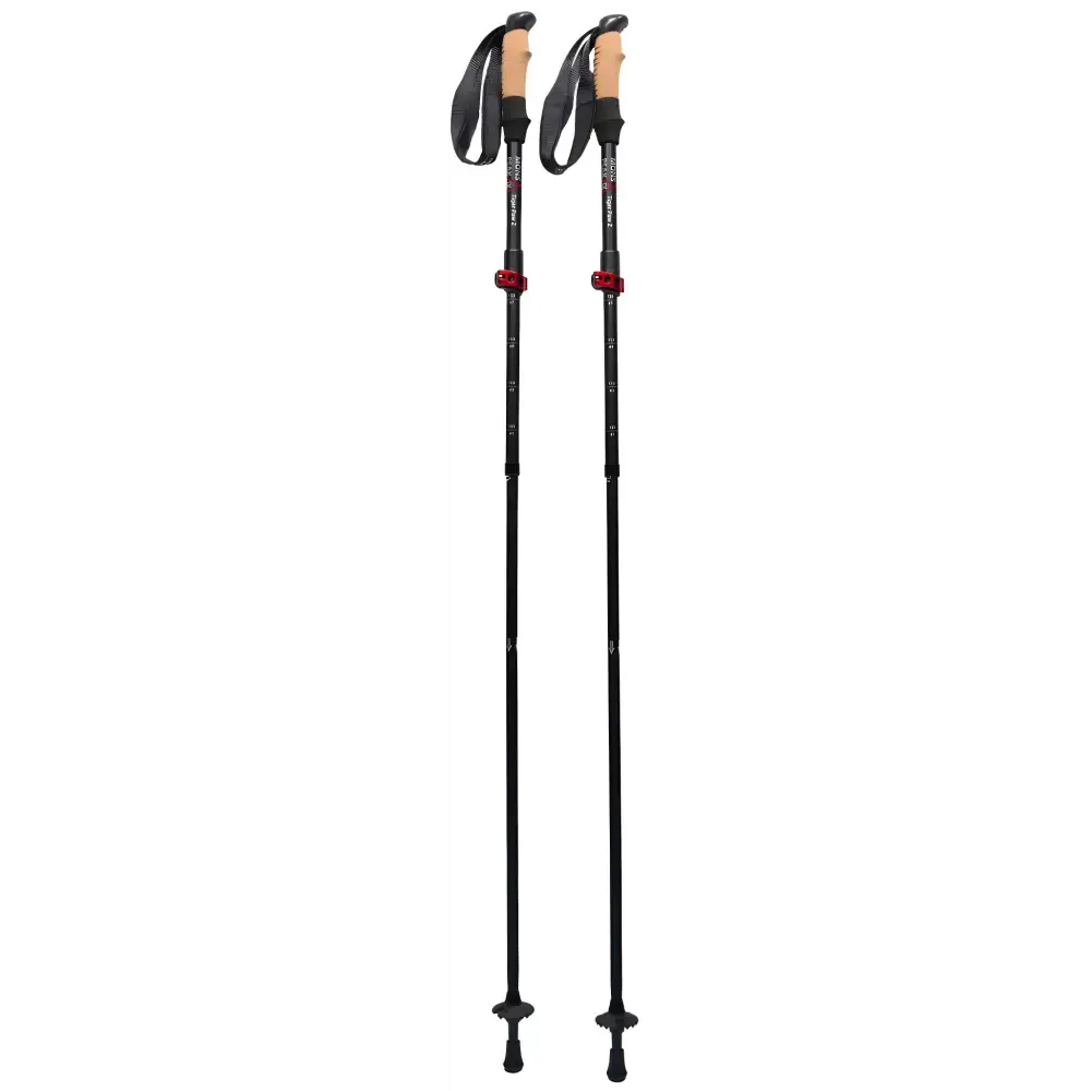 Pair of black trekking poles for conquering Mons Peak with Peak IX Tiger Poles