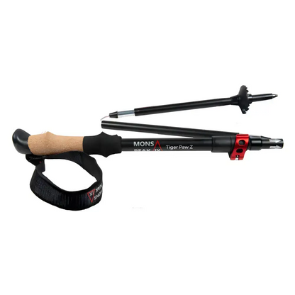 Black and red trekking pole for conquering Mons Peak with Peak IX Tiger gear