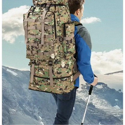 Camouflage hiking backpack for waterproof outdoor camping and hiking 100L large capacity