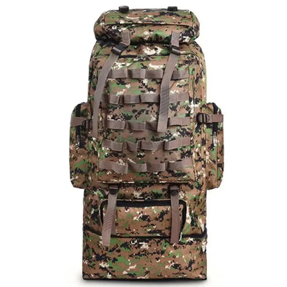 Camouflage hiking backpack for waterproof outdoor camping and hiking 100L large capacity