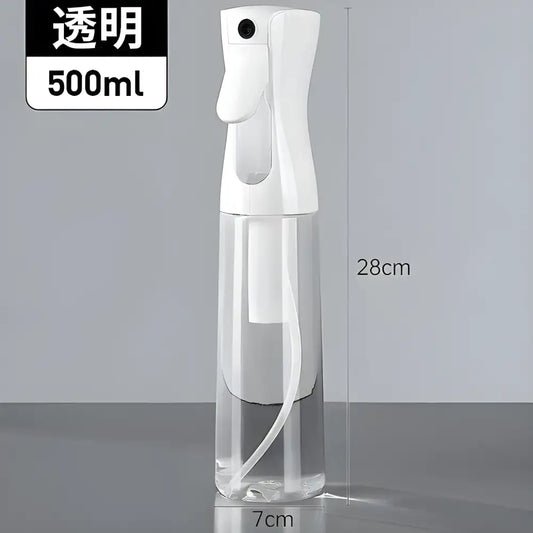 Transparent Continuous Spray Bottle for Hair with White Nozzle and High Pressure Mist