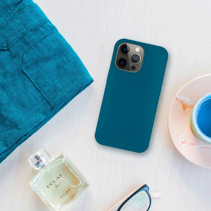 Teal biodegradable phone case for Mini iPhone, part of Cool Blue & Teal collection