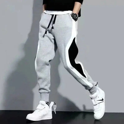 Cool Gray & B&W Loose Casual Pants featuring gray and white design with black accents