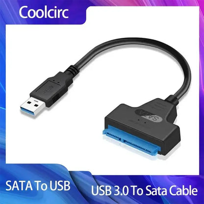 Coolcirc USB External HDD SSD Adapter with a Black SATA to USB cable for easy connectivity