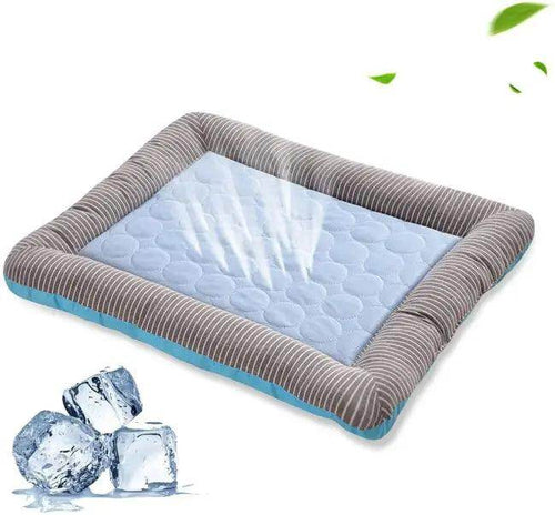 Chill Out in Style with Striped Cooling Dog Bed - Estalios