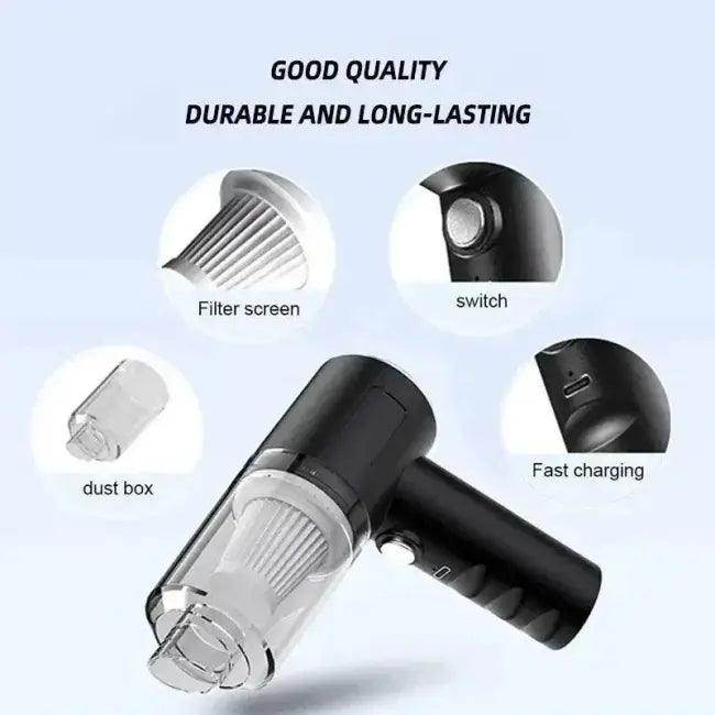 Cordless Black Handheld Vacuum Cleaner for Quick Car Cleaning - Estalios