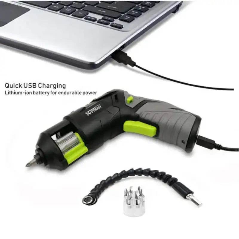 Cordless Electric Screwdriver with Adjustable Head and LED Light - Estalios