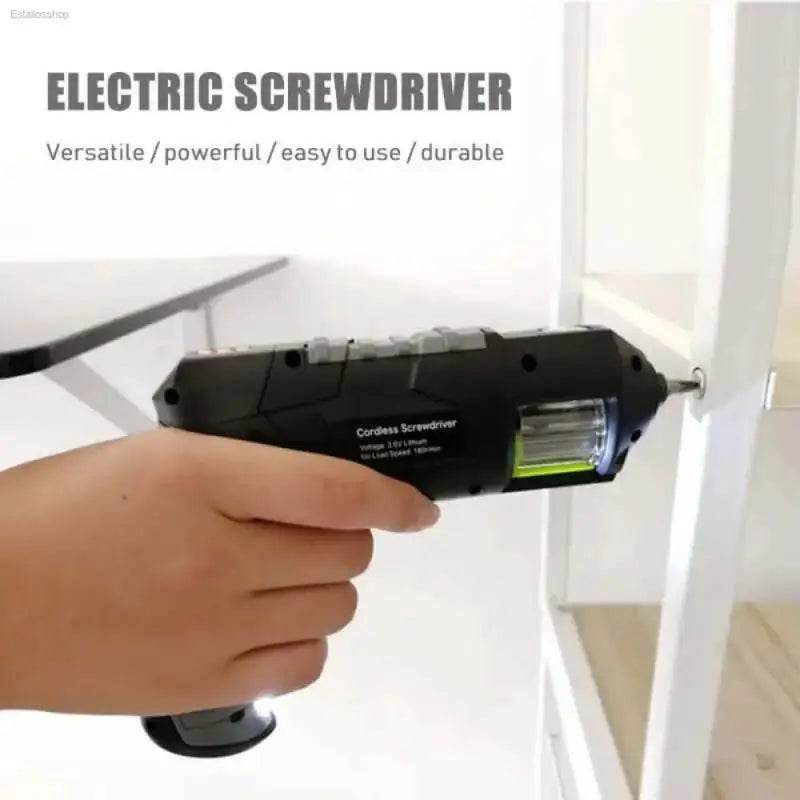 Cordless Electric Screwdriver with Adjustable Head and LED Light - Estalios