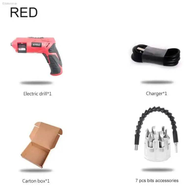 Cordless Electric Screwdriver with Adjustable Head and LED Light - Estalios