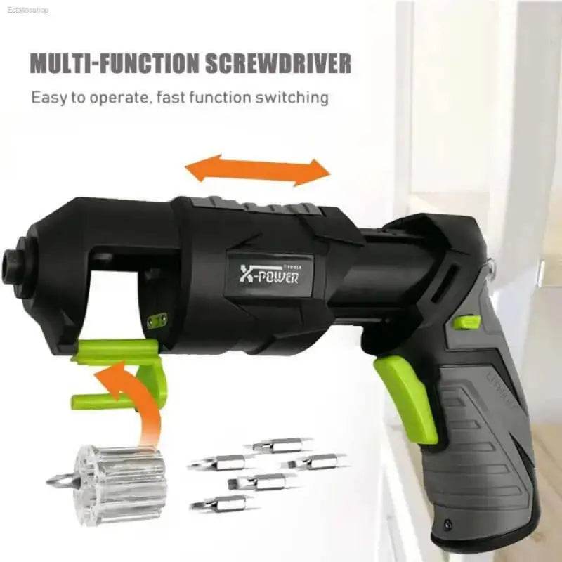 Cordless Electric Screwdriver with Adjustable Head and LED Light - Estalios