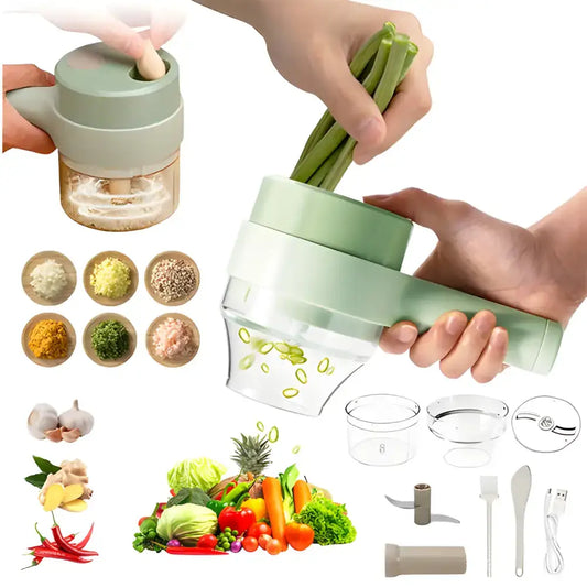 Electric vegetable chopper by Cordless Mini Chopper effortlessly slices veggies anywhere