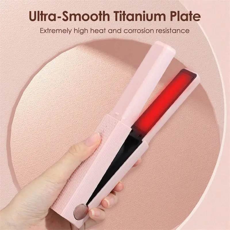 Cordless USB Hair Straightener Mini Ceramics Curler for Travel - Estalios