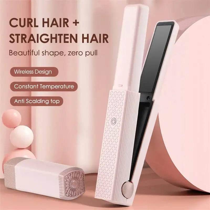 Cordless USB Hair Straightener Mini Ceramics Curler for Travel - Estalios