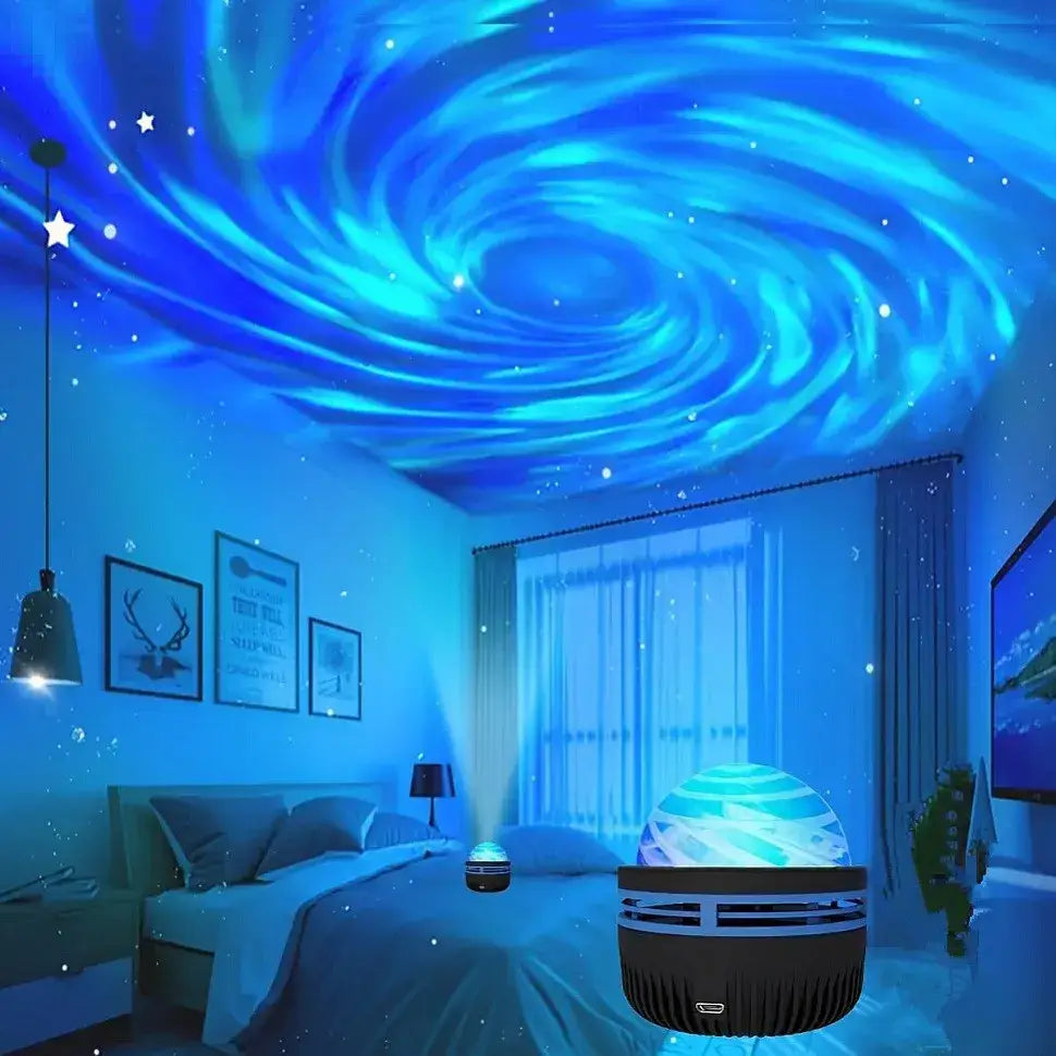 Blue swirling galaxy projector for dreamy nights with the Cosmic Galaxy Projector