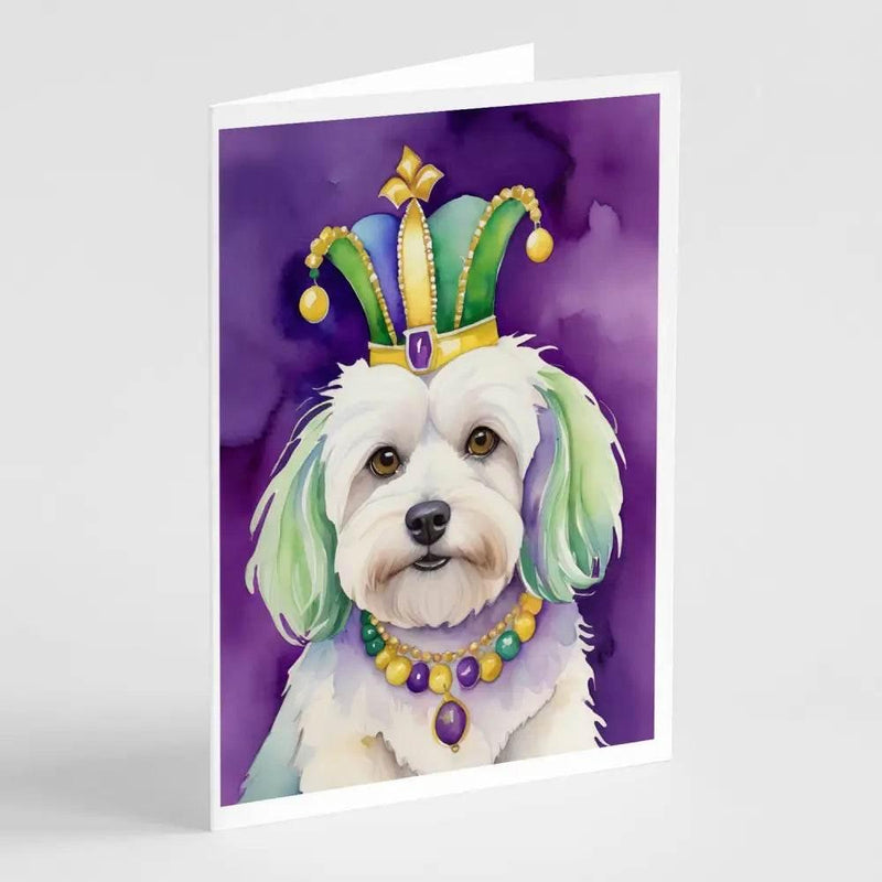 Mardi Gras Pup Parade: Unleash the Gras Pup Fun! Product Description: Get Ready to Unleash the Mardi Gras Spirit with these Adorable Dog Greeting Cards - Estalios
