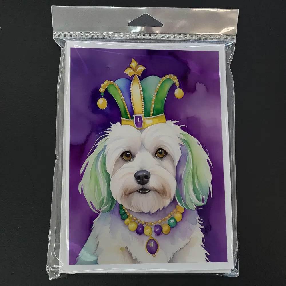 Mardi Gras Pup Parade: Unleash the Gras Pup Fun! Product Description: Get Ready to Unleash the Mardi Gras Spirit with these Adorable Dog Greeting Cards - Estalios