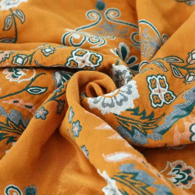 Cotton Gauze Fringed Throw Blanket for Cozy Home Decor - Estalios