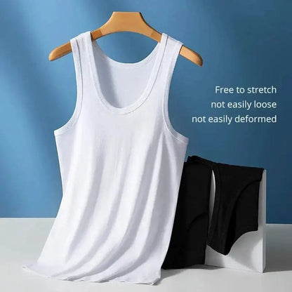 White cotton vest fitness gear on a hanger, perfect for your workouts and training