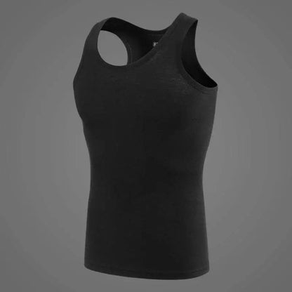 Black athletic tank top from Cotton Vest Fitness Gear for ultimate fitness training