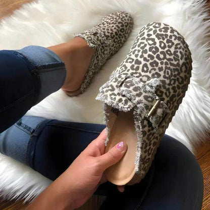 Stylish Cow-Print Clogs with Adjustable Straps and Buckle Design - Estalios