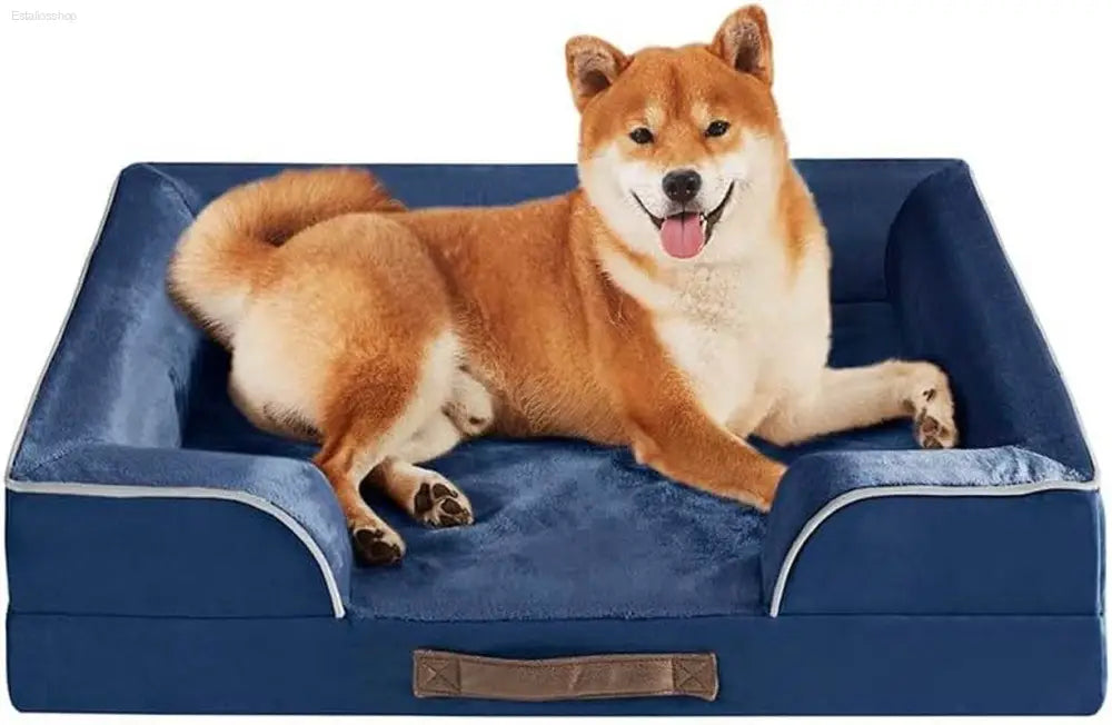 Cozy Chester Orthopedic Memory Foam Dog Bed - Calming Couch with Wall Rim Pillow, Water-Resistant & Washable Cover, Non-Slip Design in Cocoa Brown - Estalios
